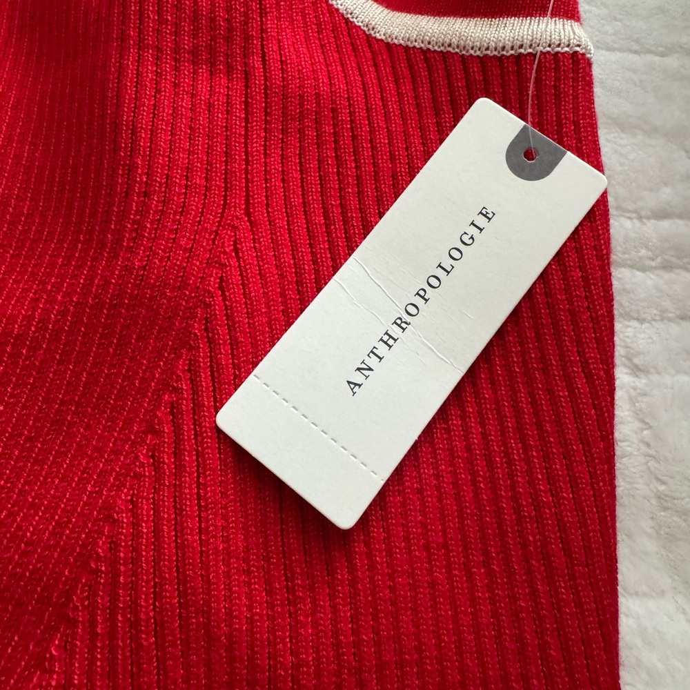 Anthropologie Red Button-Front Tank with White Trim - Picture 5 of 5